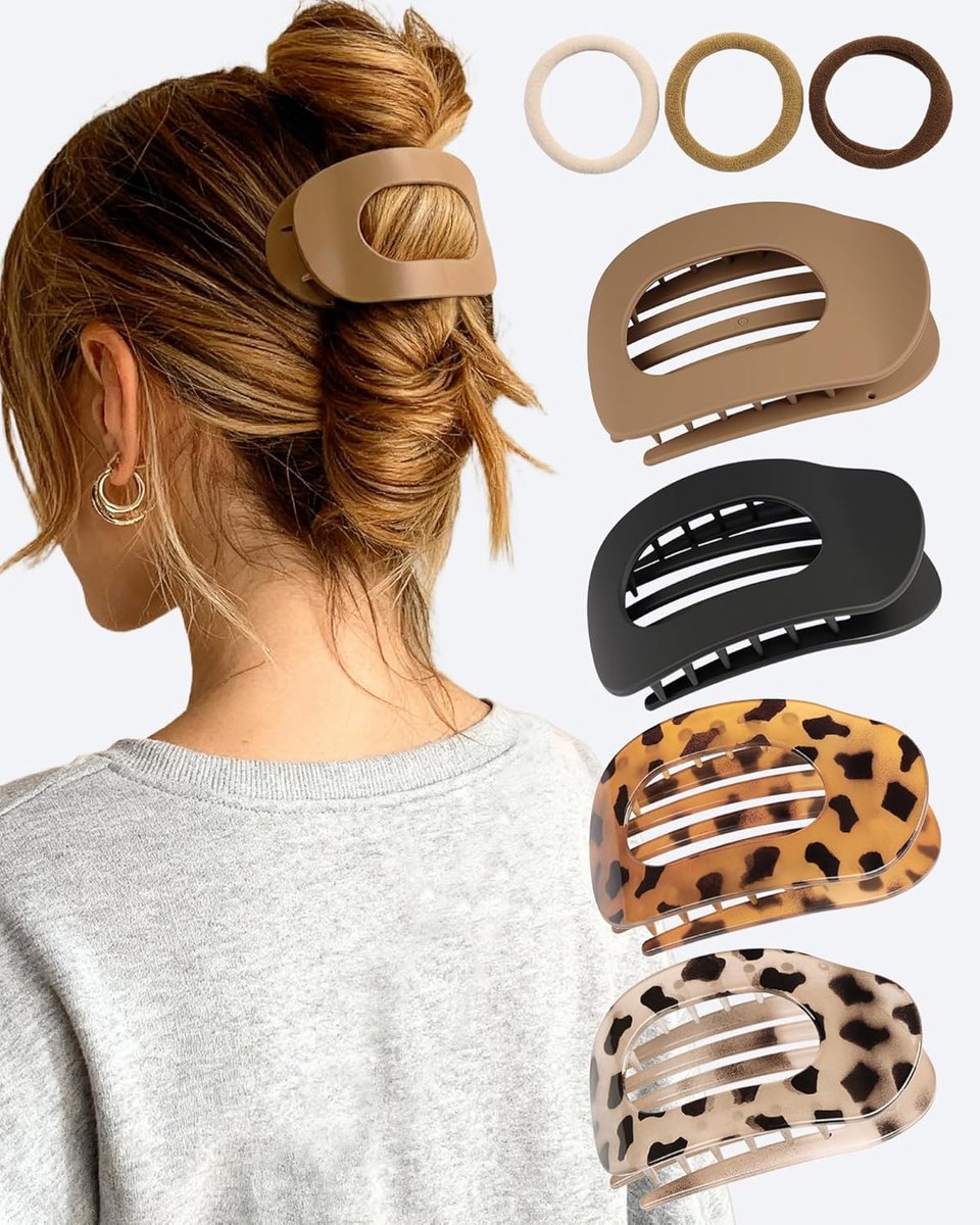 SnelShoppen - Haarklemmen Dames Set van 4 - Platte Matte Haarclips met Sterke Grip - Anti-slip Haaraccessoires voor Dik en Dun Haar - Inclusief 3 Haar