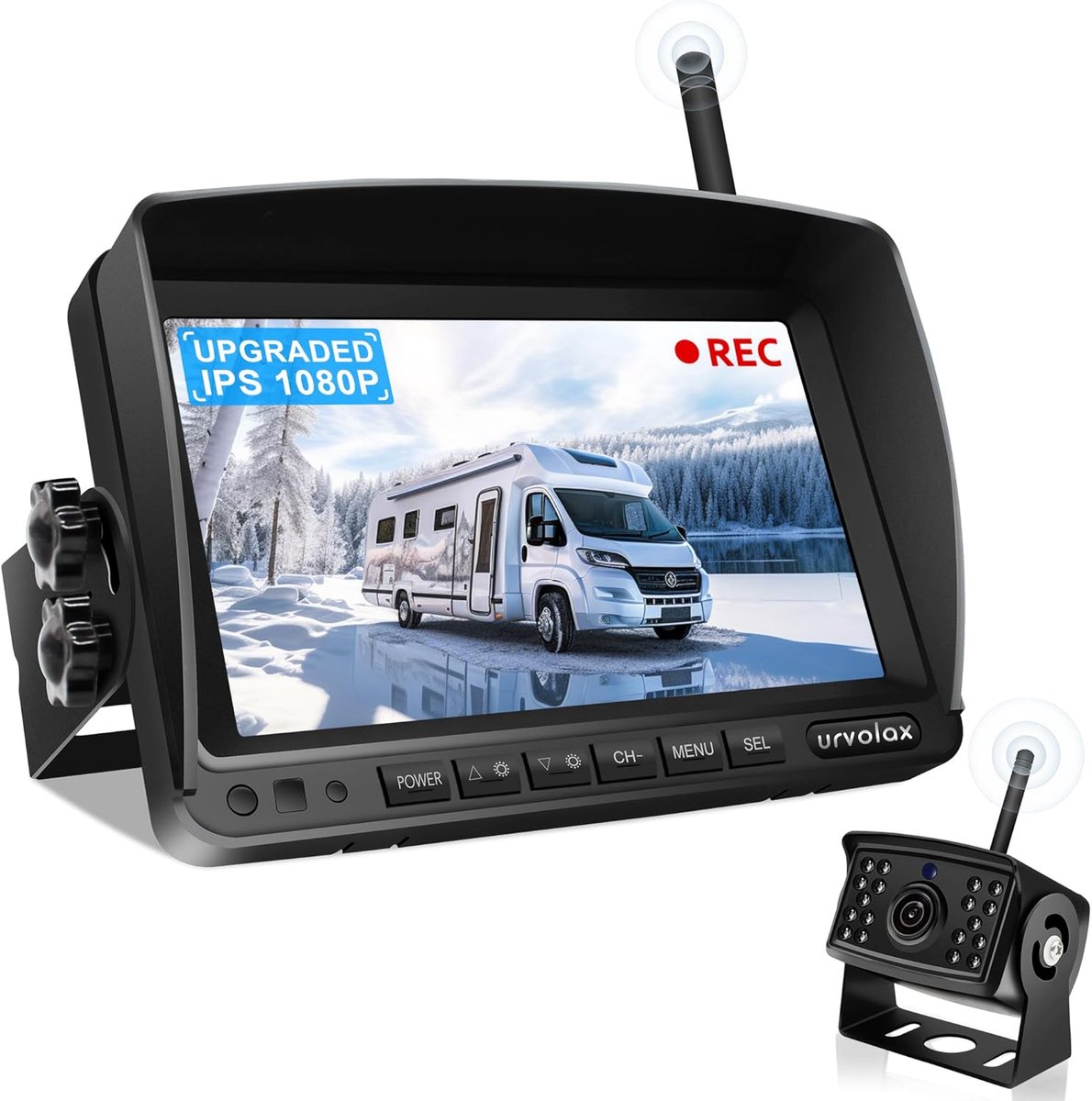 SnelShoppen - Draadloze Achteruitrijcamera Set met 7'' Monitor, IP69 Waterdichte Achteruitrijcamera, 1080P HD Nachtzicht voor Vrachtwagens, Bestelwage