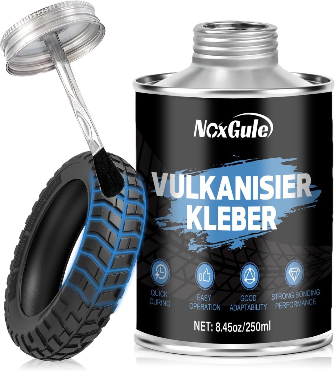 SnelShoppen - Vulkaniseerlijm, Extra Sterk Bandenafdichtmiddel voor Fiets en Auto, Waterdichte Vulkaniseervloeistof 250ml met Penseel, Rubber Lijm voo
