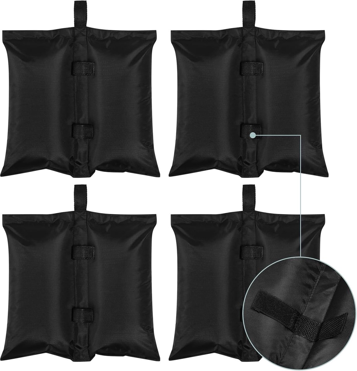 SnelShoppen - Set van 4 Zandzakken voor Tuinhuisje, Gewichten voor Pop-up Tenten en Parasols, 7 kg Belastbaar, Zwarte Verzwaarde Zandzakken voor Tuin