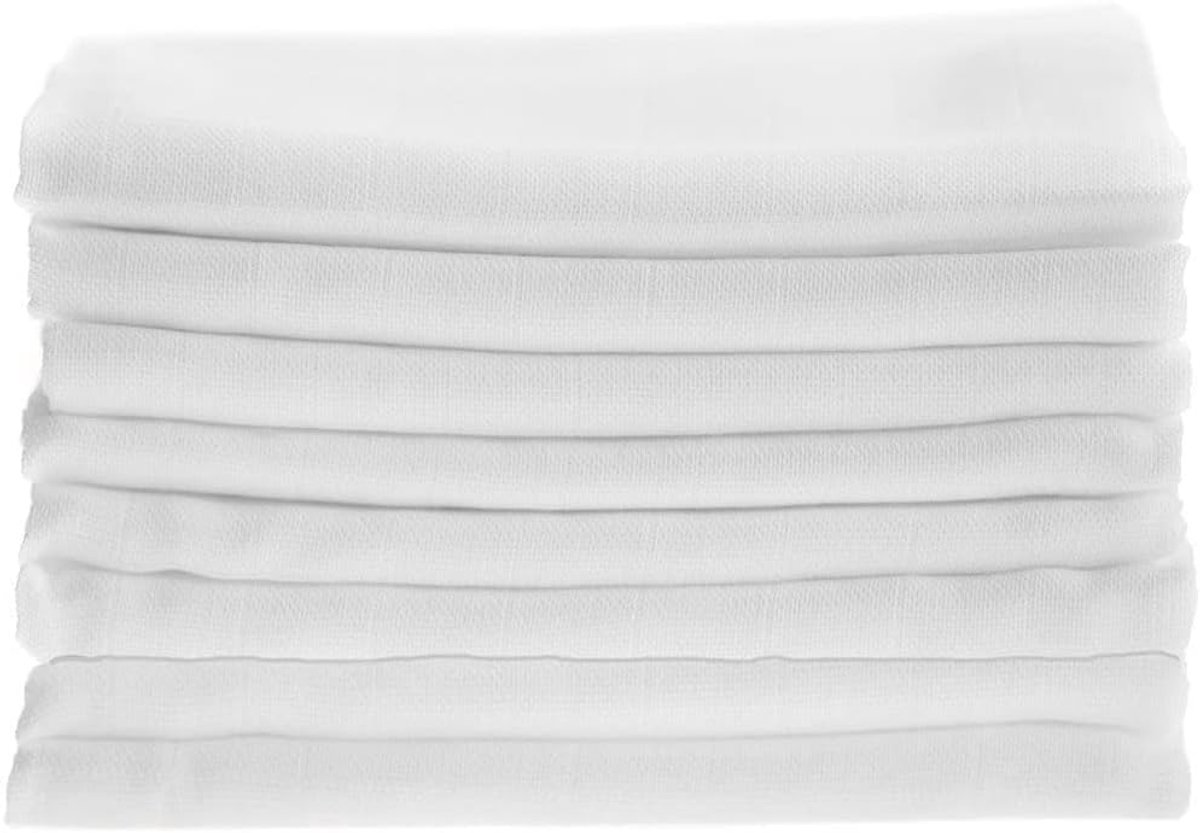 SnelShoppen - Hydrofiele Doeken - Hydrofiele Luiers 80x80 cm Set van 6 - 100% Katoen - Wit - Zacht en Veelzijdig - Perfect voor Baby, Borstvoeding, Sp