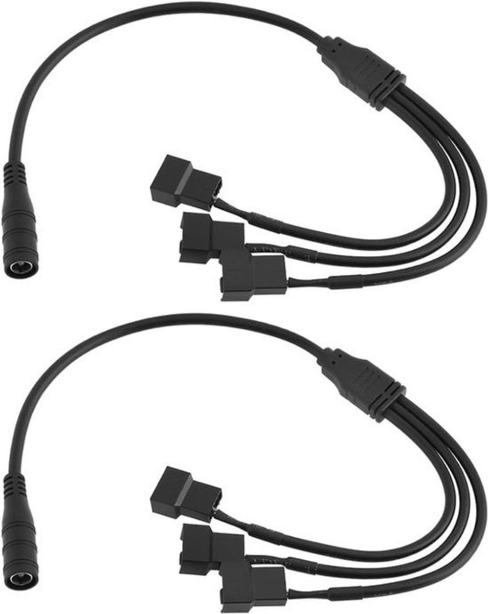 DC 5.5x2.1mm naar PC Fan Power Adapter Kabel - 12V 37cm - 2 Stuks - Zwart