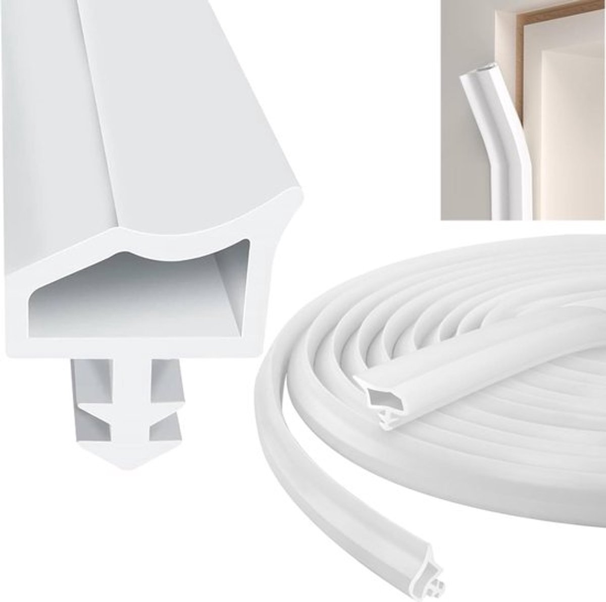 Raamafdichting - Tochtstrips - 10mm x 12mm x 6m - PVC - Afdichting voor deuren en raam - Afdichtingsband - Kunststof raamafdichtingen - Deurafdichting - Stofdicht - Winddicht - Afdichtstrip - Wit