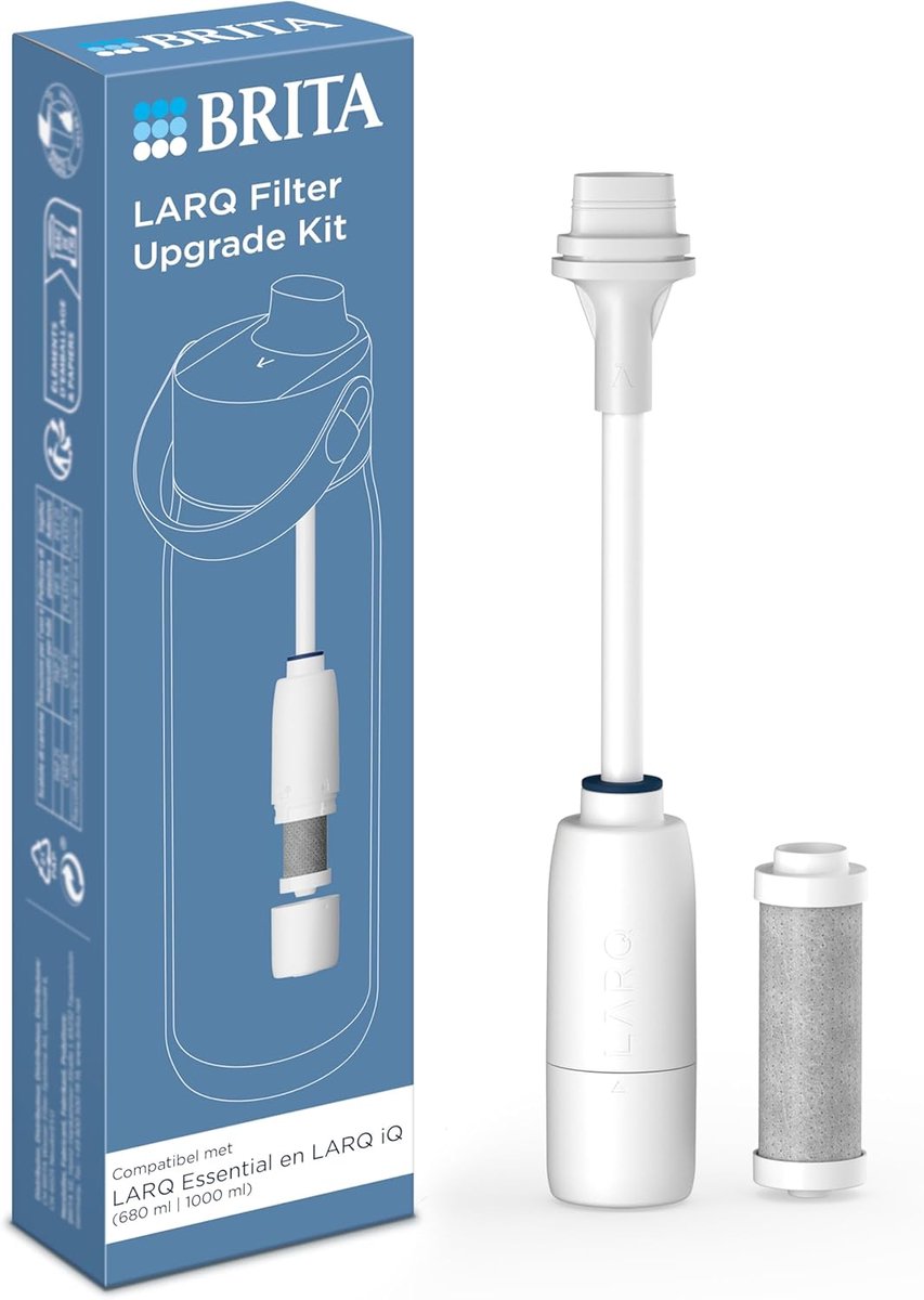 Thijox - BRITA LARQ Filter Upgrade Kit met 1 Filterpatroon - Waterfilter Starterkit voor Brita Larq Essential Flessen 680ml & 1000ml - Vermindert Micr