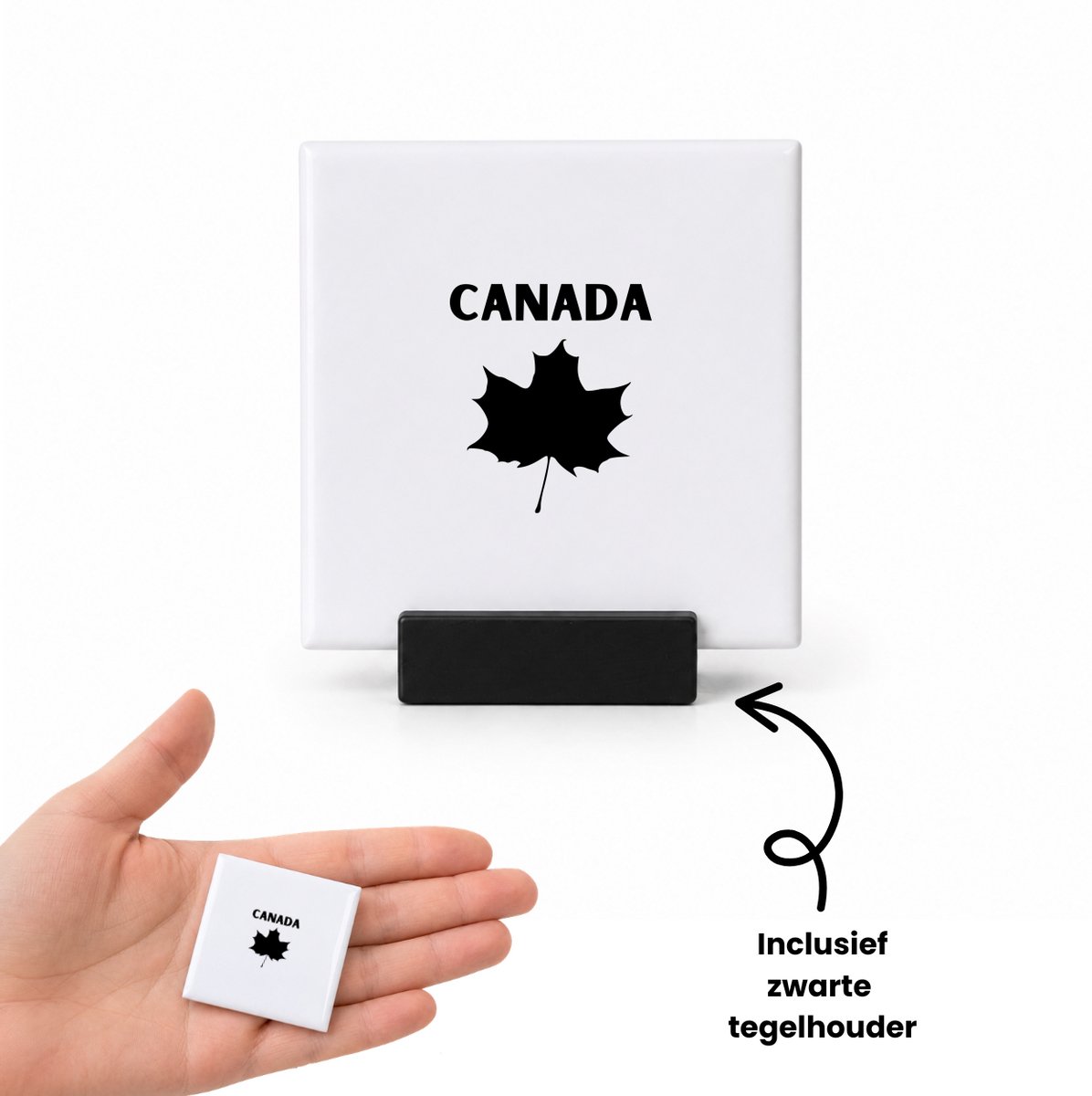 Hacebo Canada tegeltje met tegelhouder - Piloot - Canada cadeau - tegeltjes met tekst - beste land - Leuk cadeau voor je Vriend om te geven - spreuktegels - 4.8x4.8 CM Wit