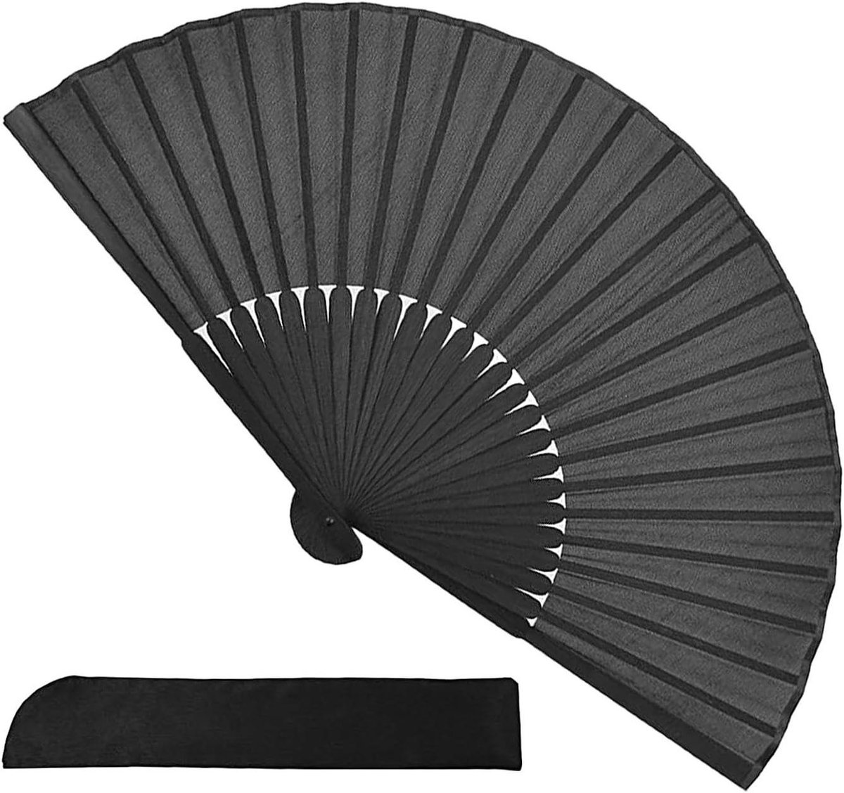Opvouwbare handventilator - Zijden decoratie - Zomerse koelte - Robuust scharnier ontwerp - 38 cm breed - Zwart