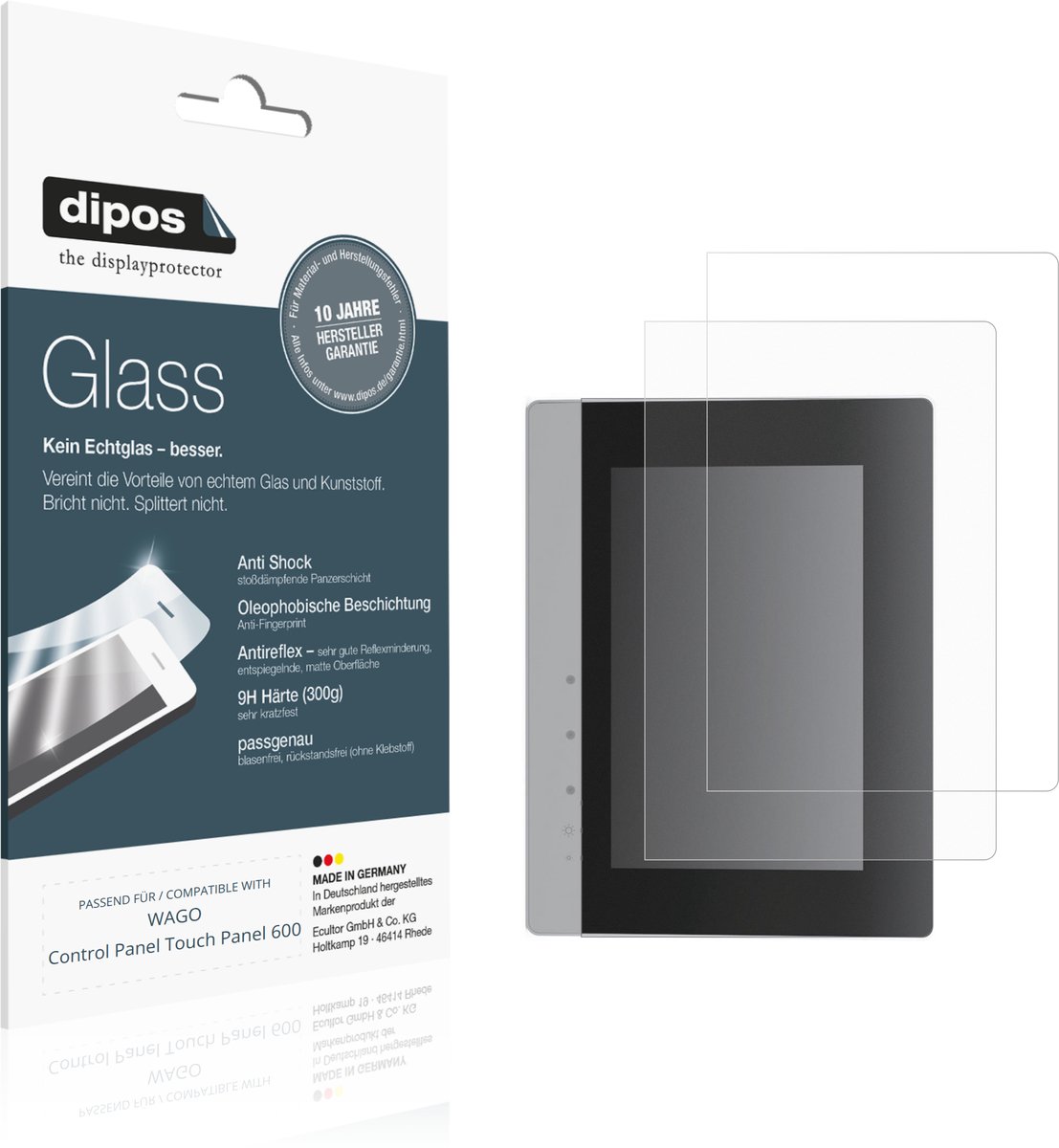 dipos – 2x Matte Pantserfolie geschikt voor WAGO Control Panel Touch Panel 600 | 9H Screenprotector