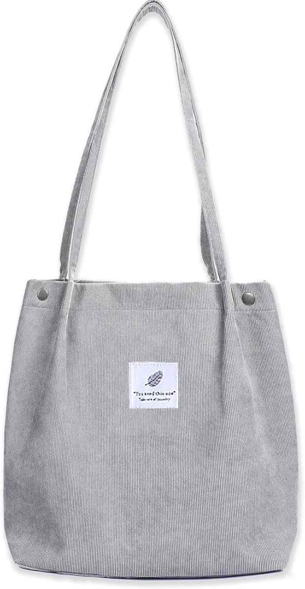 Thijox - Grote Dames Schoudertas Corduroy - Herbruikbare Strandtas - Crossbody Shopper Tote Bag - Boodschappentas voor Werk, School en Winkelen - Ruim