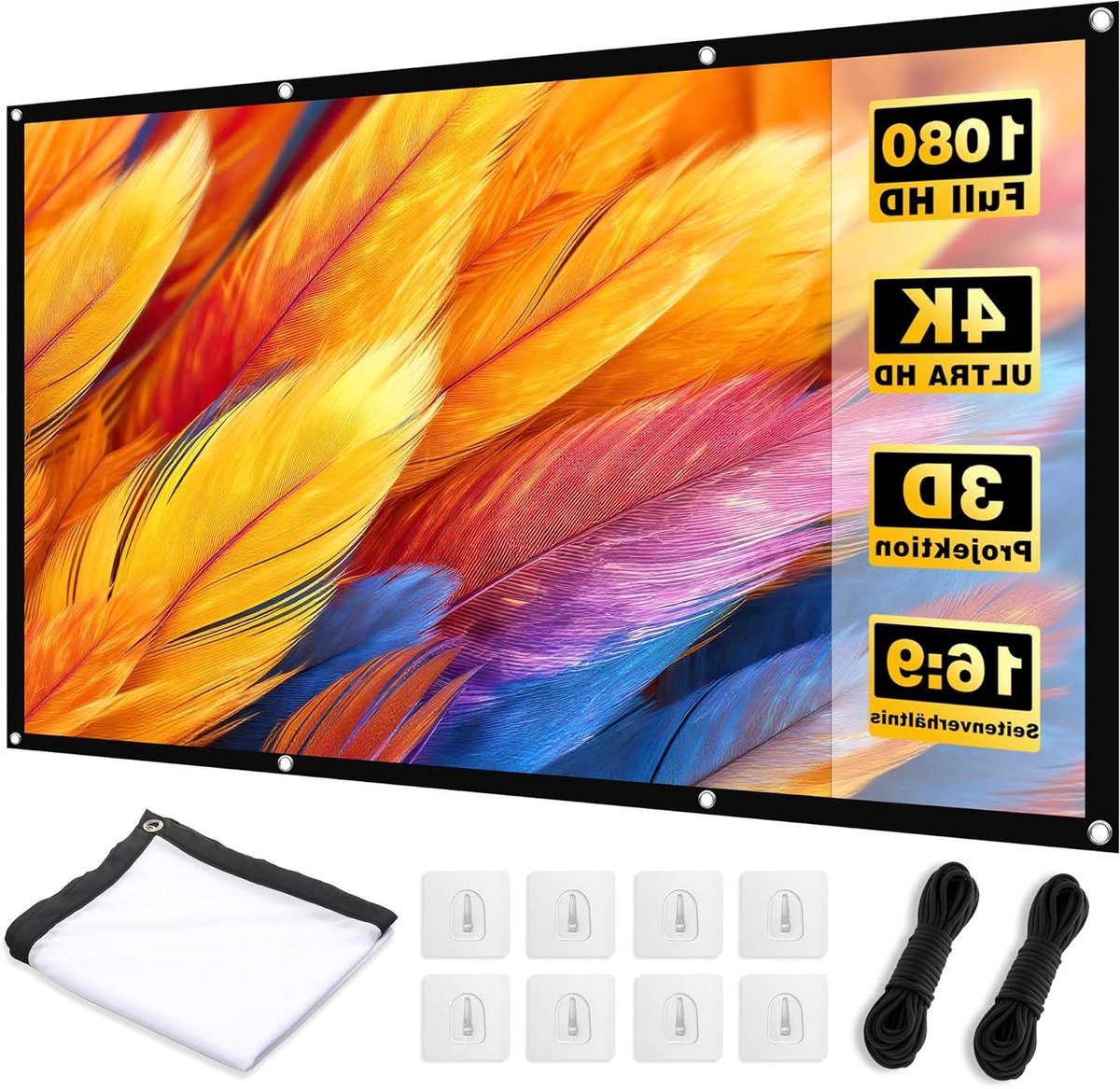 Projectiescherm 120 Inch - Vouwbaar Scherm - Thuisbioscoop Ervaring - Dubbelzijdig Kreukvrij - 265x150cm - Wit