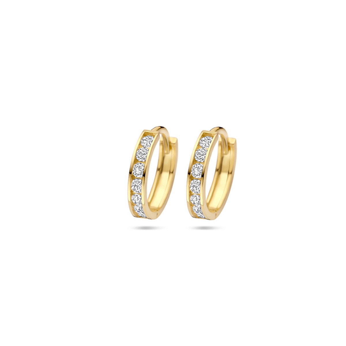 Marie Celeste klapoorringen zirkonia - 12.5 mm - Goud