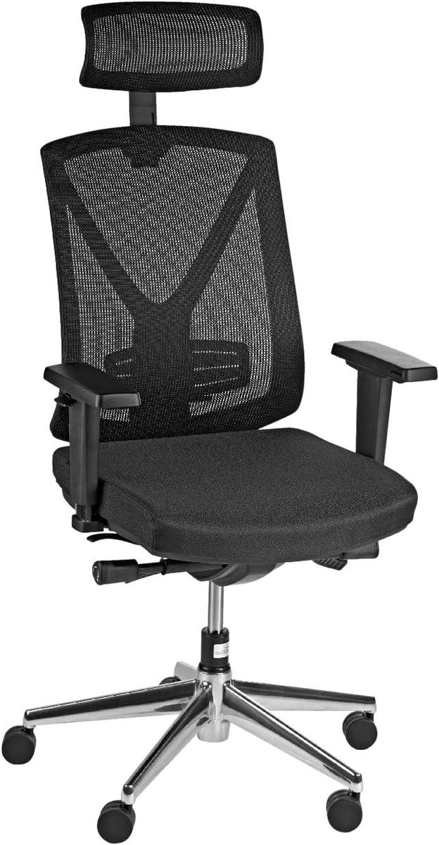 Bureaustoel - Werkstoel Ergonomisch - Comfortabel Werken - Verstelbaar Schommelmechanisme - 122-132 cm Hoogte - Zwart