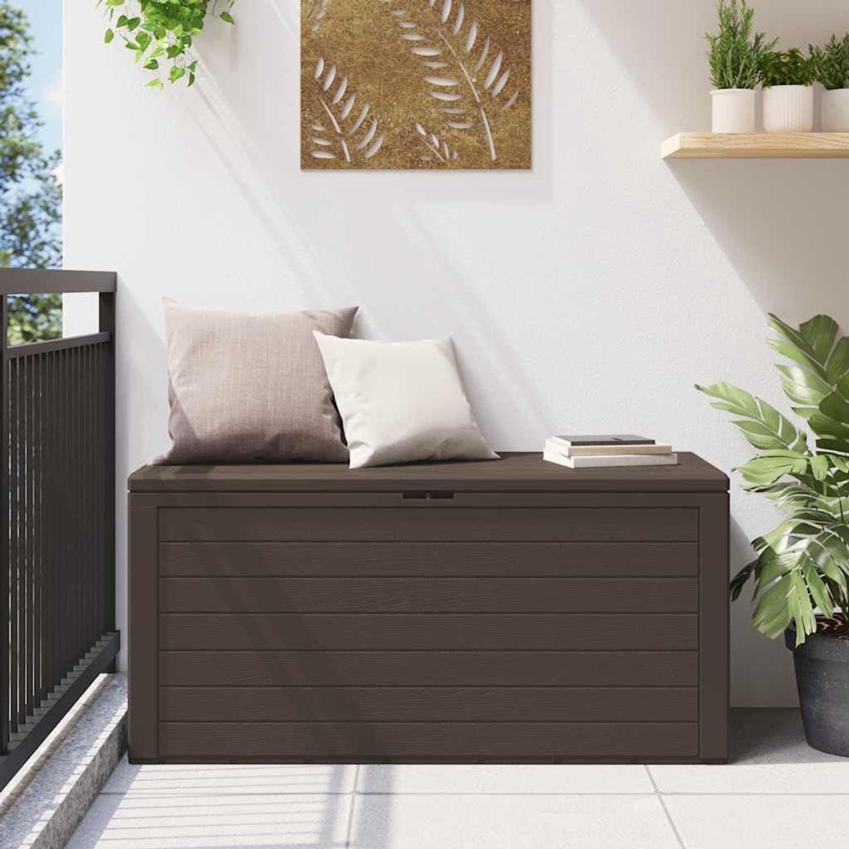 Tuinkist Bruin - Opbergbox Tuin - Kussens Opbergen - Robuust Polypropyleen - 116 x 44 x 55 cm - Bruin