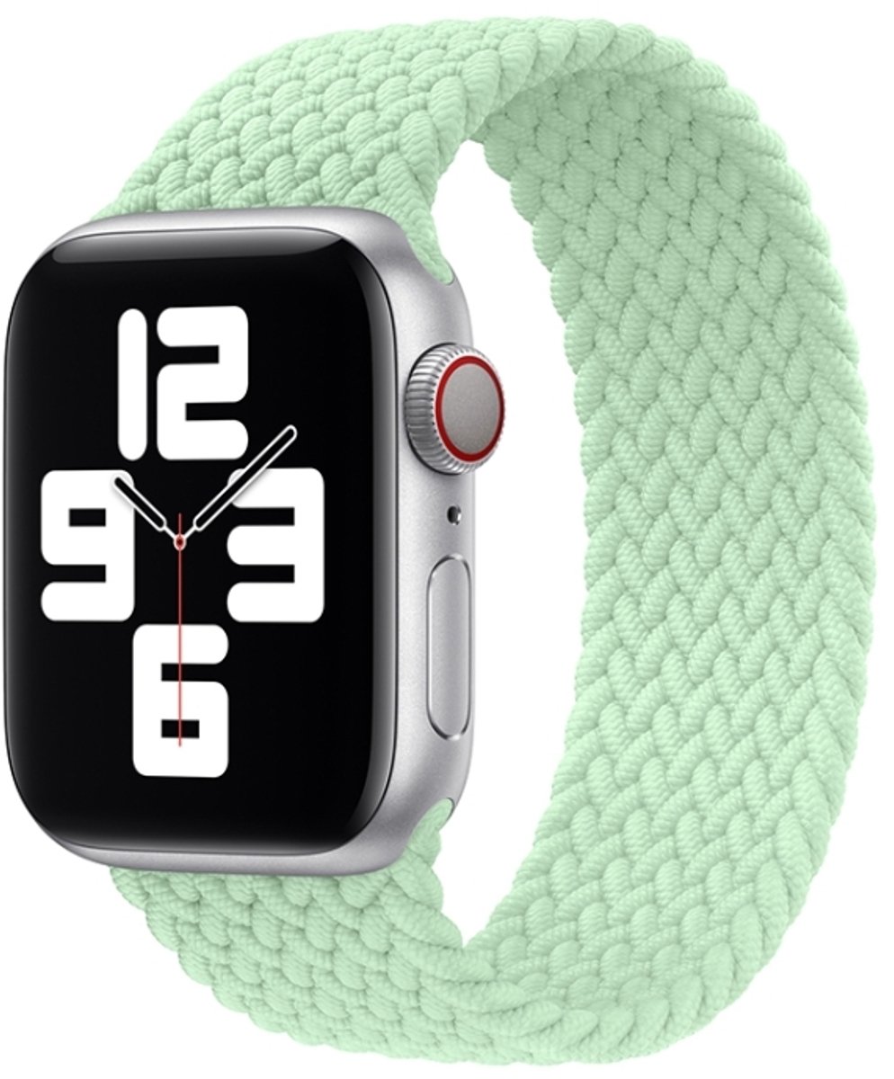 Metalen hoofd gevlochten nylon effen kleurvervanging riem horlogeband voor Apple Watch Series 6 & SE & 5 & 4 40mm / 3 & 2 & 1 38mm, maat: XS 128mm (groen)