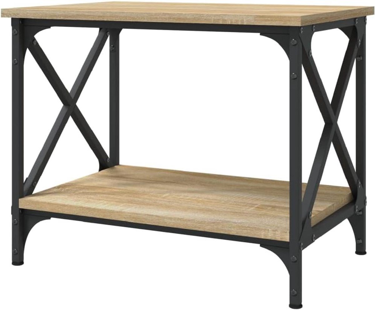 Bijzettafel - Industriële tafel - Woonkamer inrichten - Verstelbare poten - 55x38x45 cm - Sonoma eiken
