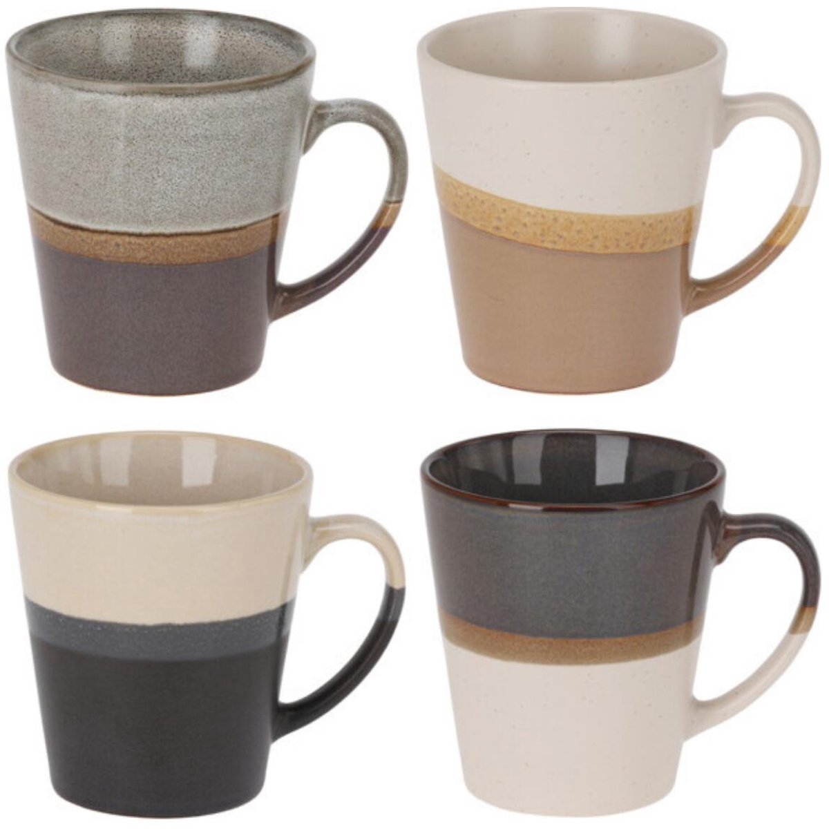 Bellatio Design Koffie / thee mok Rustic - 4x stuks - aardetinten - 300 ml - mokken - keramiek