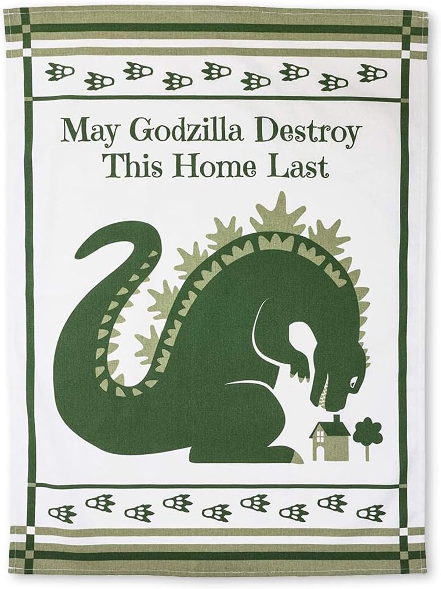 SnelShoppen - Theedoek Godzilla - Absorberende Keukendoek 100% Katoen met Godzilla Motief - Unieke Keukenaccessoires voor Koken, Drogen en Schoonmaken