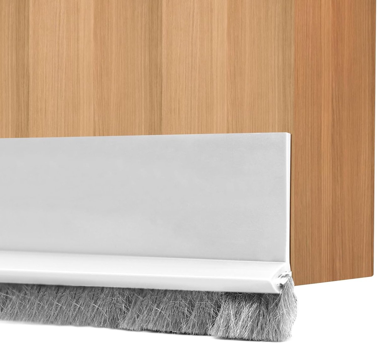 Thijox - Tochtstoppers voor Deuren 100 cm - Zelfklevende Borstelafdichting - Deurafdichting voor Hout en Tegels - Wit - Effectieve Bescherming tegen L