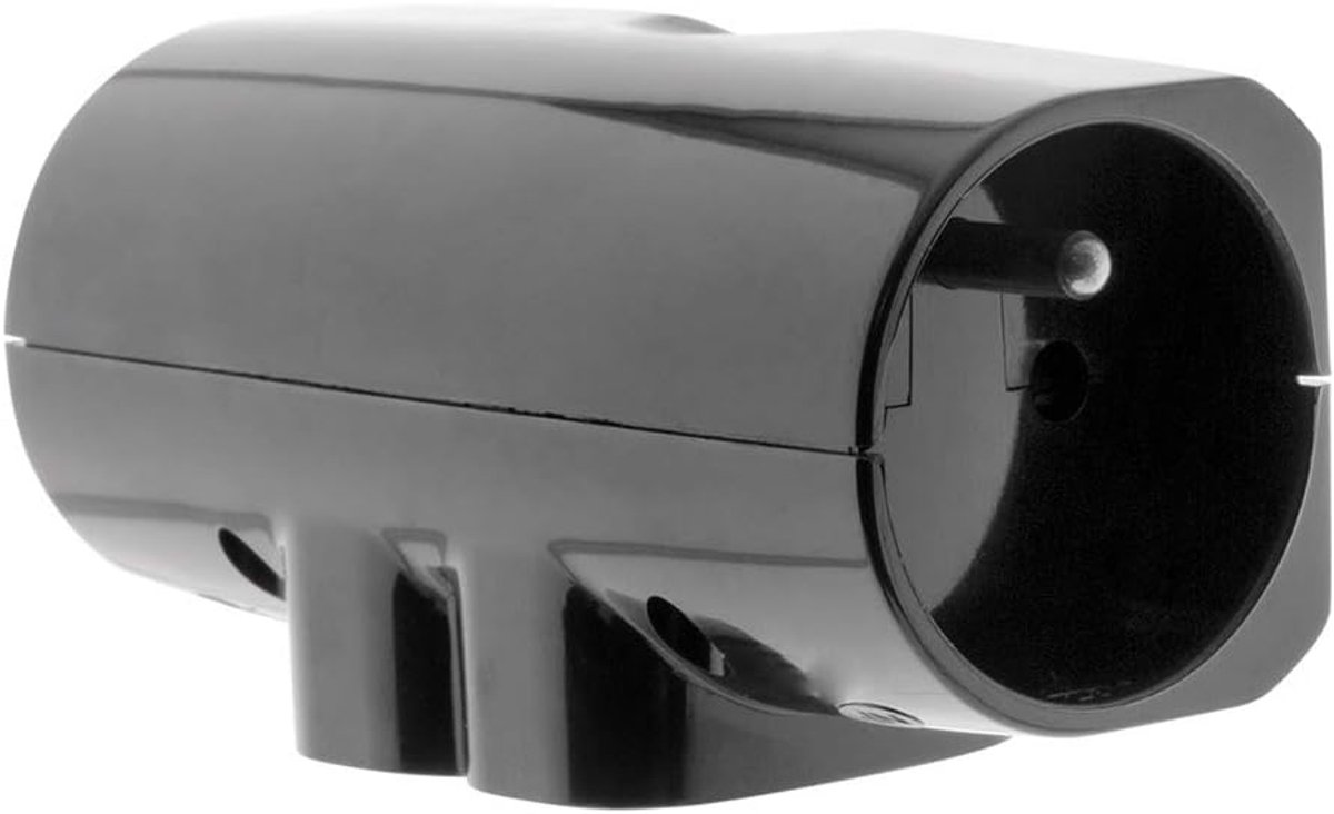 SnelShoppen - Multifunctionele Quadriplite Wandcontactdoos 2x 16A + 2x 6A Zijkant - Glanzend Zwart Glas voor Thuis, Kantoor en Meer