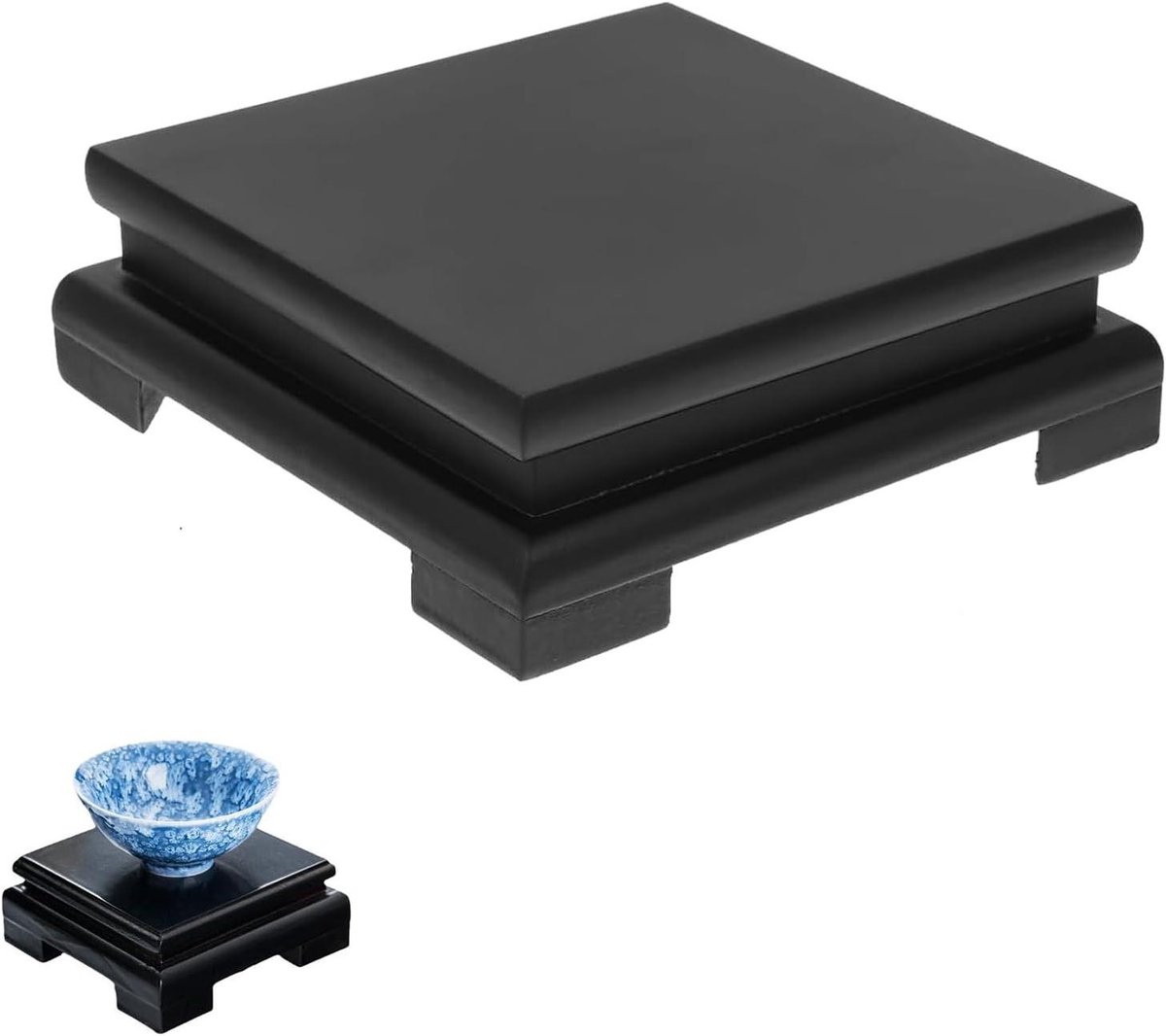 Houten Sokkel - Decoratieve Standaard - Objecten Presenteren - Massief Hout - 14 cm - Zwart