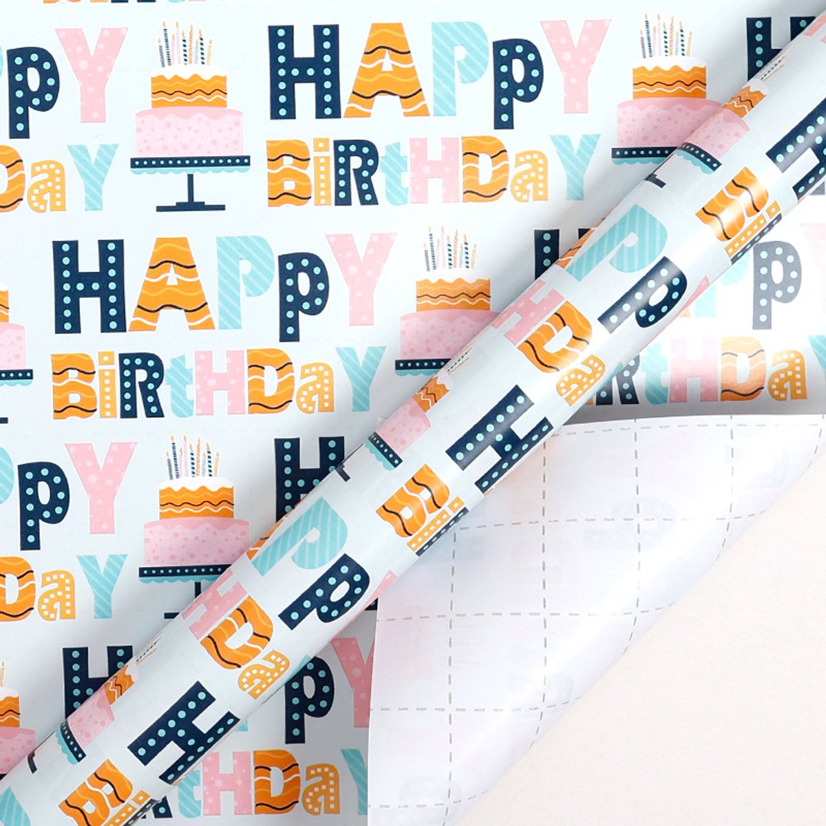 2 rollen verjaardagsinpakpapier voor feestjes en babyshowers - 43 cm x 3 m - Stijl 10