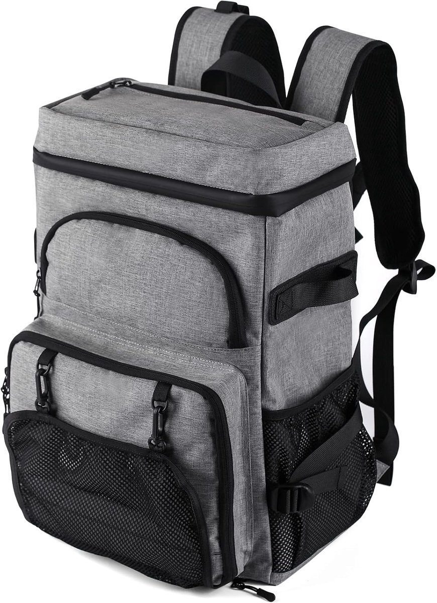 Koelrugzak - Thermosrugzak - Picknick en reizen - 8 multifunctionele vakken - 35 liter - Zwart