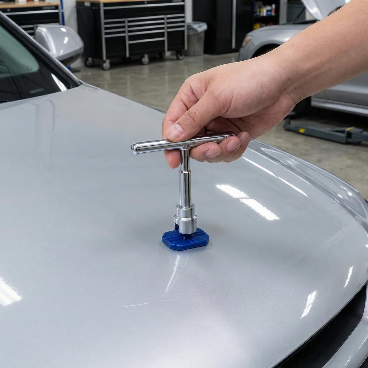 SnelShoppen - Dent Repair Kit Auto Dents Verwijderen met 18 Zuigkoppen en T-Bar Trekker - Rvs en Kunststof - Auto Reparatie Tool Set voor Denten