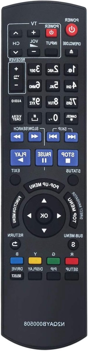 Vervangende Afstandsbediening - Afstandsbediening - Blu-Ray Speler Bediening - Directe Werking - 10 Meter Bereik - Zwart