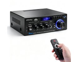 SnelShoppen - HiFi Versterker Mini Bluetooth Stereo Audio Receiver 400W 2 Kanaals Digitale Geluidsversterker met FM Radio, SD/USB Ingang voor Thuis en