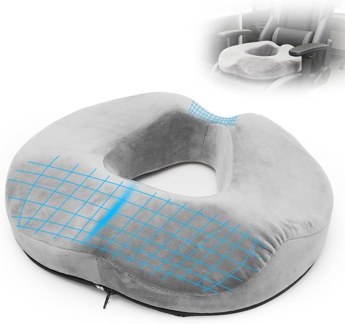 Donut Zitkussen - Traagschuim Kussen - Lang Zitten - Dubbele Drukverlaging - 42x375x95 cm 