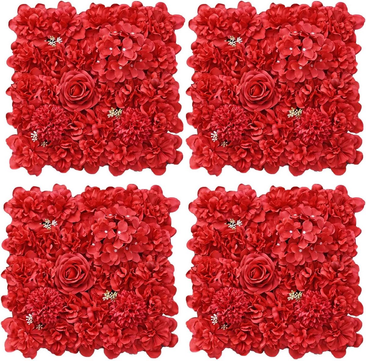 Kunstbloem Wandpanelen - Zijde Rozen - Muur Decoratie - Handgemaakt Realistisch - 4 Stuks 