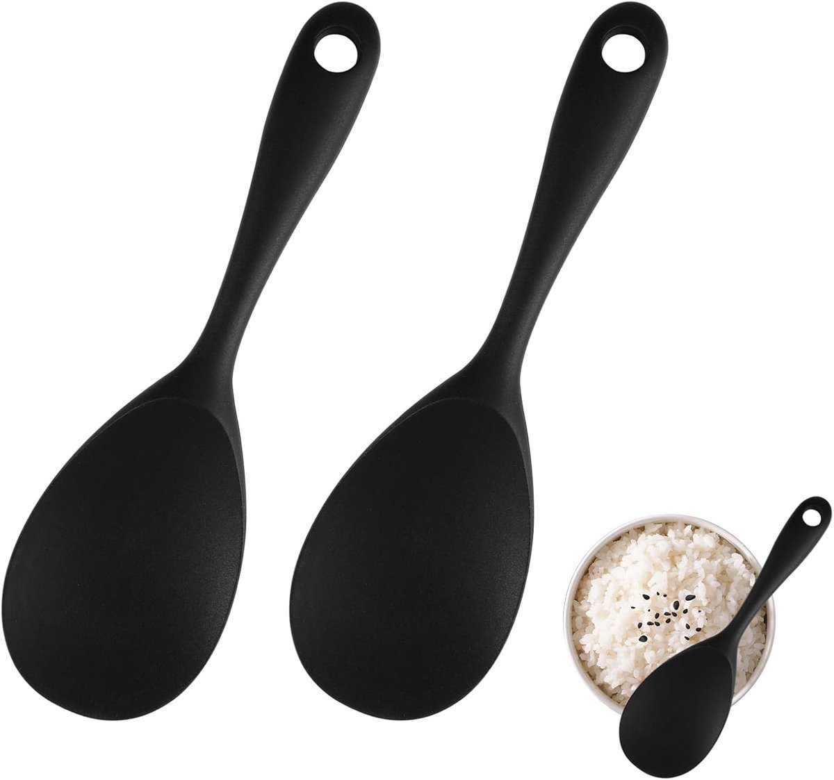 SnelShoppen - 2 Stuks Silicone Rijstlepels 22.5x7cm - Hittebestendig, Antikleef, BPA-vrij - Ideaal voor Rijstkoker, Aardappelpuree, Keukenaccessoires