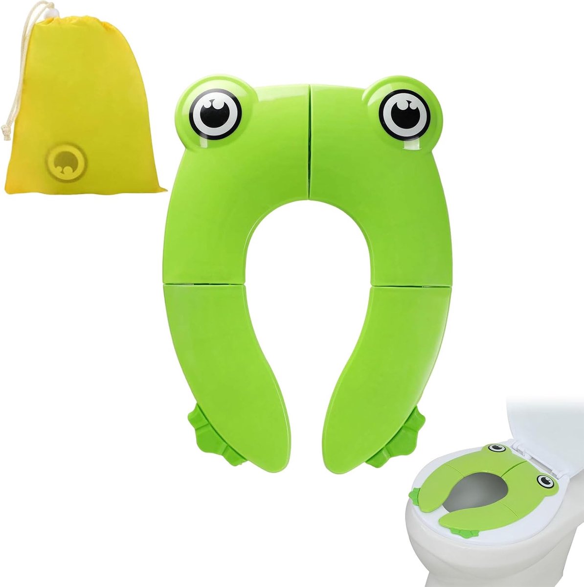 SnelShoppen - Babytoiletbril Opvouwbaar Kindertoilet Kindertoiletbril Zindelijkheidstraining Draagbaar Peuter WC-Bril Groen voor Thuis en Reizen