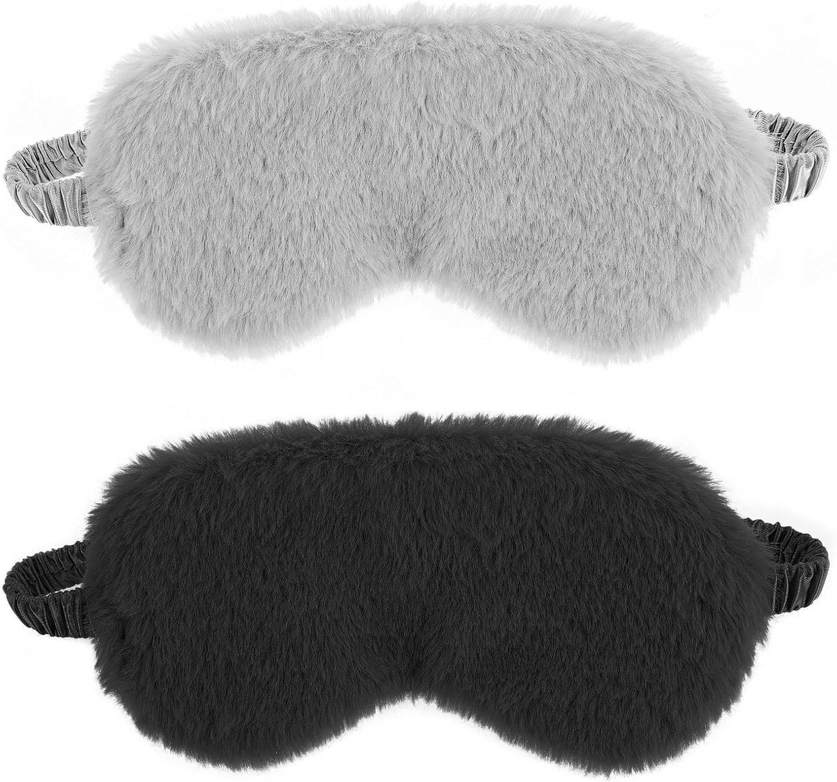 SnelShoppen - 2x Pluche Oogmasker Zacht en Comfortabel - Imitatiebont Slaapmasker - Satijnen Blinddoek voor Dames en Heren - Perfect voor Nachtelijke