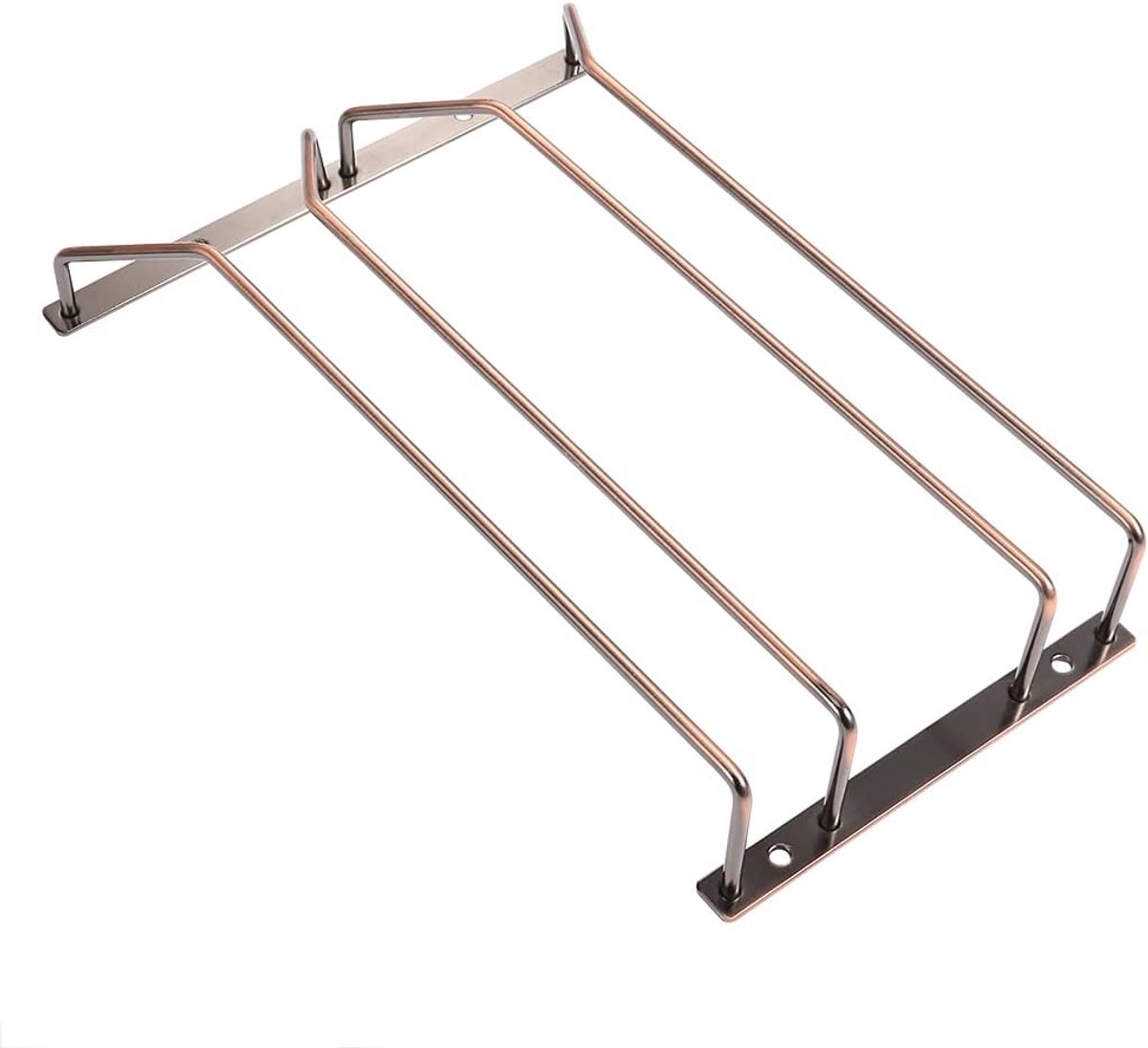SnelShoppen - 30,5 cm Brons Wijnglas Rek Onder Kast - Wijnglashouder Goud Onder Plank - Decoratief Glasrek voor Wijnglazen - 2 Rijen - Perfect voor Ke