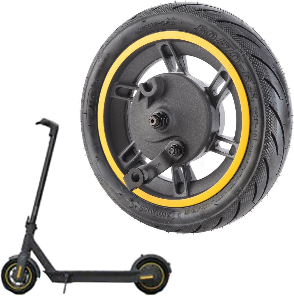 SnelShoppen - Elektrische Step Voorwiel 10 Inch - Vervangwiel met Band voor E-Step - Aluminium Legering & Rubber - Geschikt voor Ninebot MAX G30 - Duu