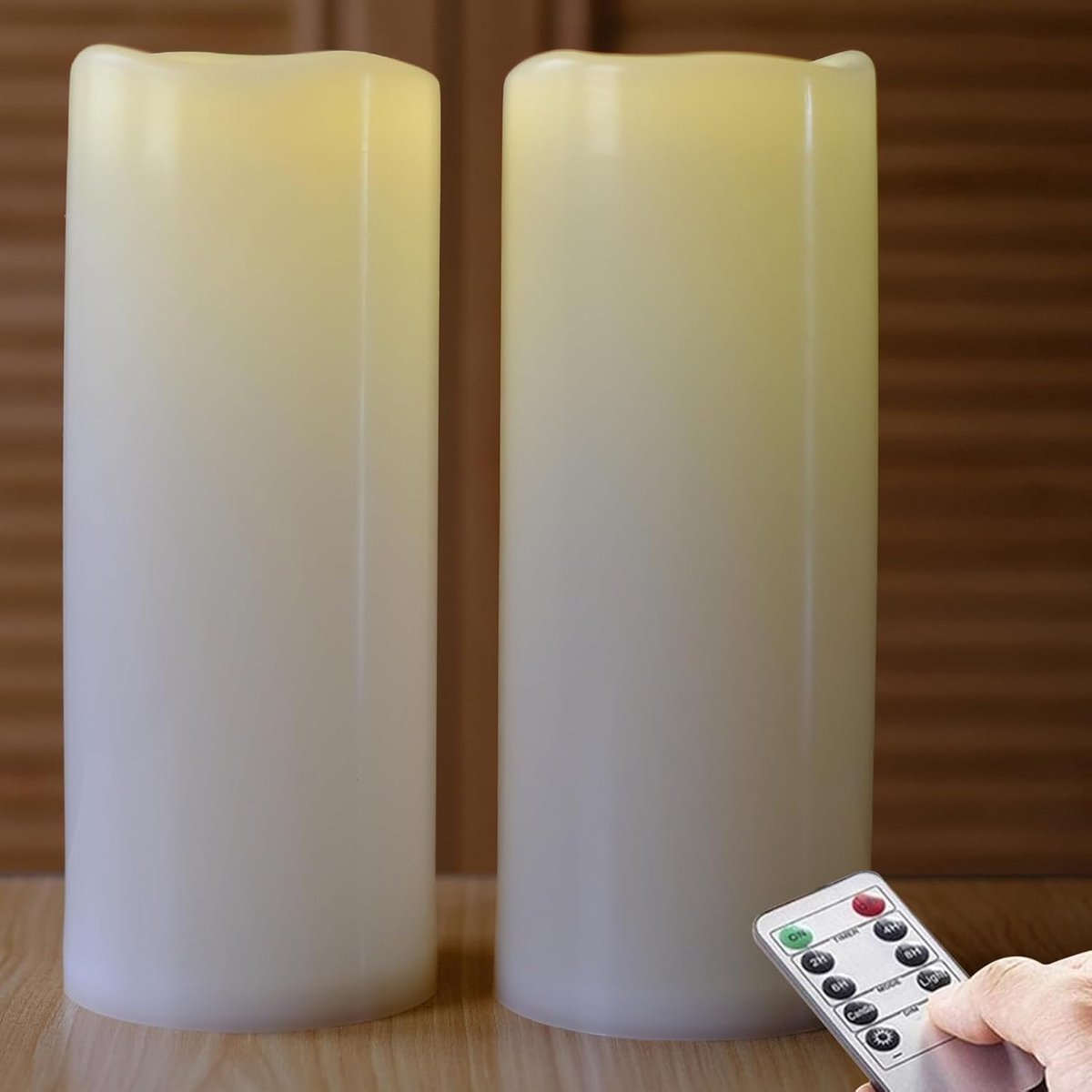 SnelShoppen - Grote Waterdichte LED Kaarsen voor Buiten - Set van 2 - 10 cm x 25 cm - Op Batterijen met Afstandsbediening en Timerfunctie - Warm Wit L