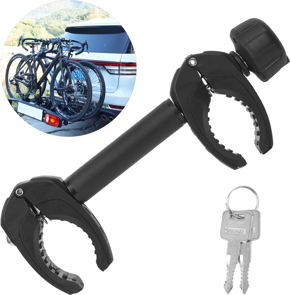 SnelShoppen - Zwarte Fietsframehouder 32 cm - Afsluitbare Universele Reservehouder voor U-Beugelbuis (Ø 2,5-3,0 cm) - Geschikt voor Alle Gangbare Baga