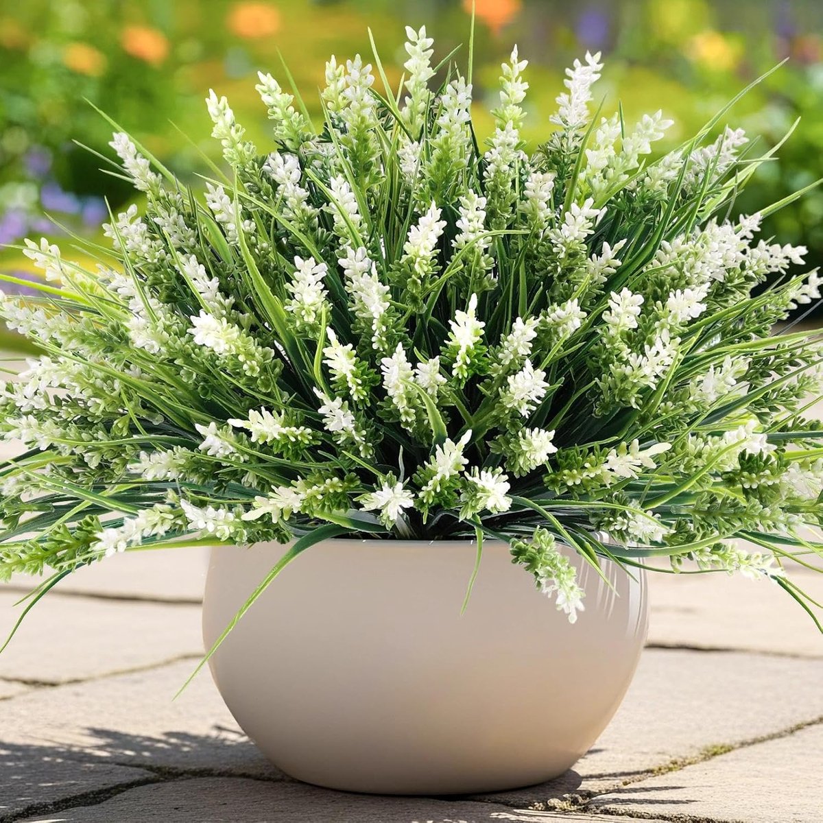 SnelShoppen - 20 Stuks Kunstplanten voor Buiten - UV-Bestendige Nepplanten met Bloemen - Perfect voor Tuin, Balkon, Keuken, Bureaudecoratie - Wit