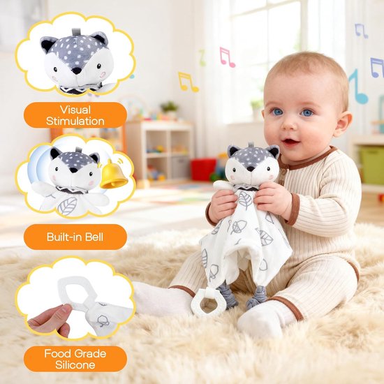 Thijox - Baby Luiertaart Cadeauset - 8-delige Premium Pasgeboren Set met Vosje Speentje & Houten Rammelaar - Geboortecadeau in Bamboe Doos voor Jongen — afbeelding 2