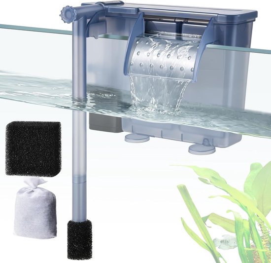 SnelShoppen - 7W Aquariumfilter Ultrastil 670 l/u HOB Buitenfilter met Filterspons en Actieve Kool voor 50-150L Aquaria, Instelbare Watervalfilter, PP