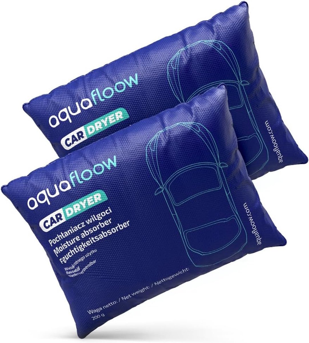 SnelShoppen - 2x Auto Luchtontvochtiger 200 g, Silicagel Ontvochtiger voor Auto, Eliminatie van Mistige Voorruiten, Vochtabsorberend, Ideaal voor Reis