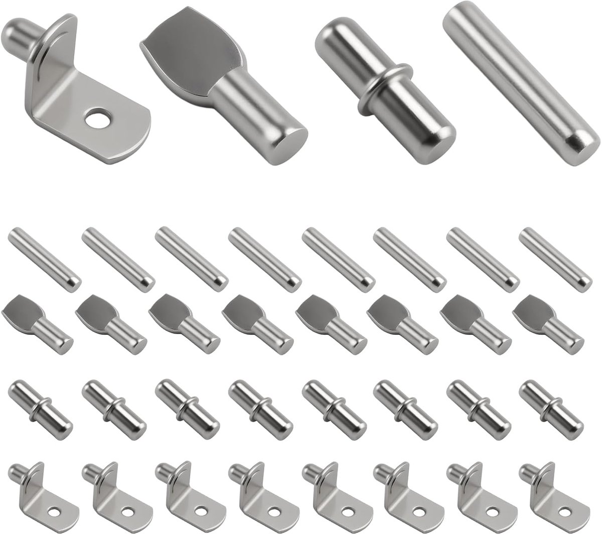 SnelShoppen - 130 Plankdragers 5mm 6mm - Metalen Plankpennen voor Planken, Boekenkasten, Kasten - Robuust, Krasbestendig, Roestbestendig - 4 Stijlen v