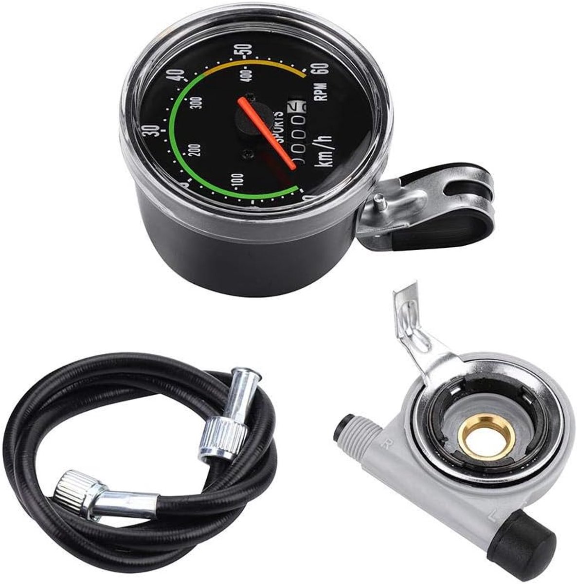 SnelShoppen - Fietssnelheidsmeter Mechanische Fietscomputer Klassieke Kilometerteller Old School Stijl Aluminium 26/27,5/28 Inch Voor Fietsen en Driew