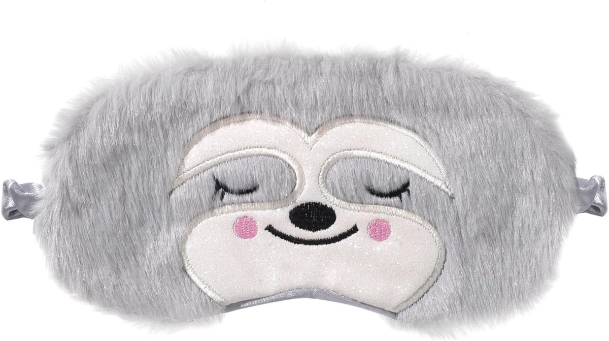 SnelShoppen - Zacht Pluche Slaapmasker voor Kinderen, Ademend Oogmasker voor Jongens en Meisjes, Grijs Luiaard, Perfect voor Dutjes, Reizen en Kerstca