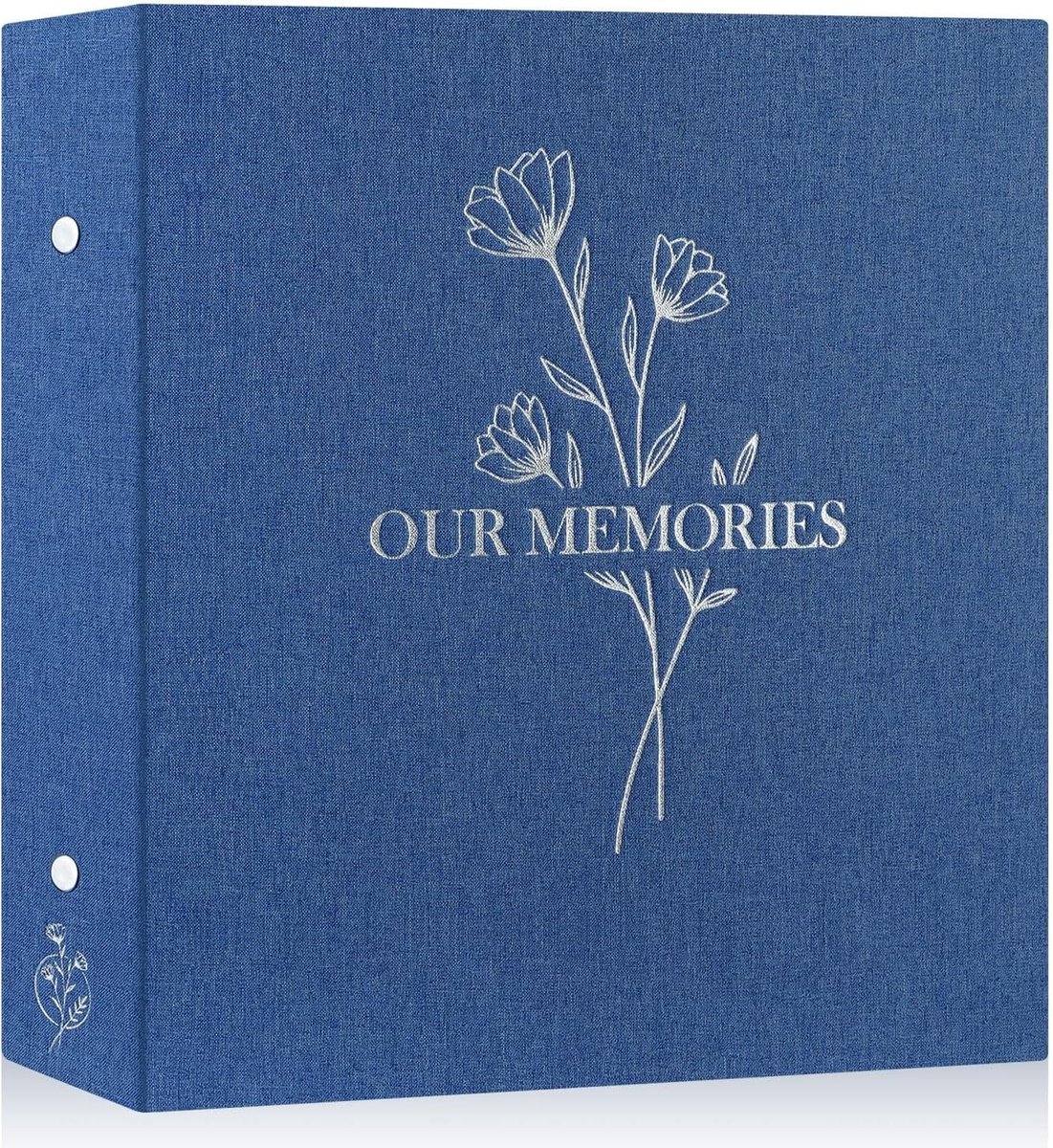 Extra Groot Fotoalbum voor 1000 Foto's met Linnen Cover en Insteekvak voor Landschaps- en Portretfoto's 10 x 15 cm met Tekst "Onze Herinneringen" in Blauw