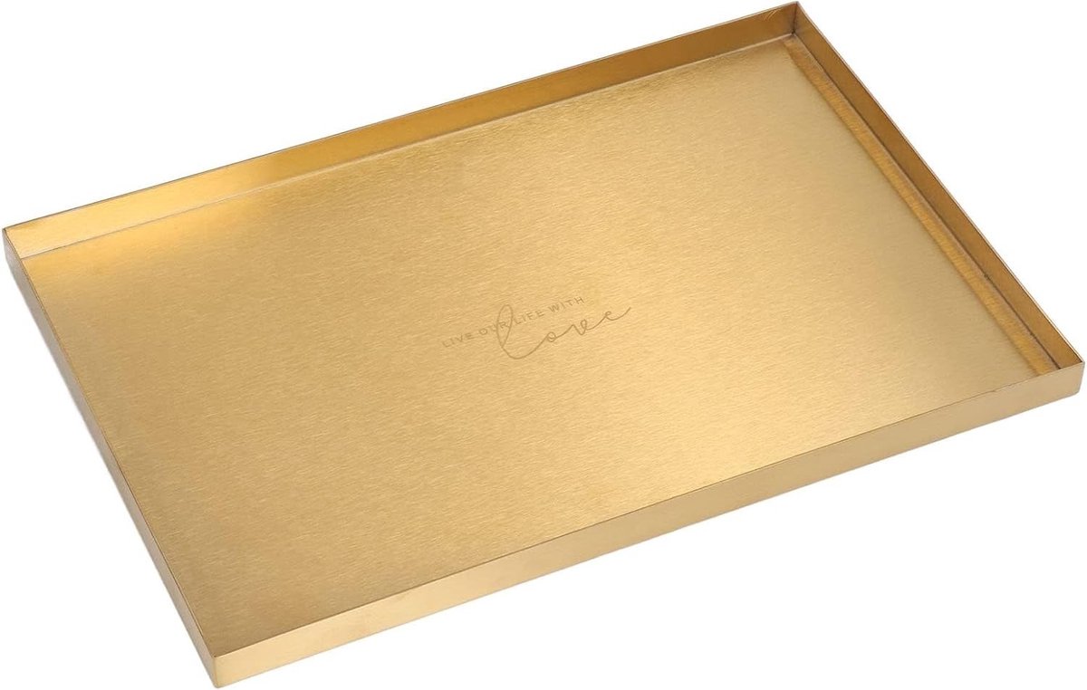 Moderne Gouden Rechthoekige Opbergtray van Metaal voor Cosmetica en Sieraden, RVS Design