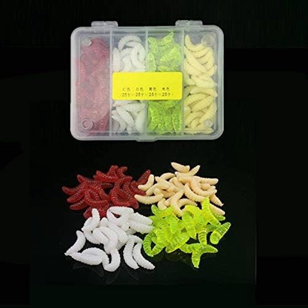 Zachte Plastic Wormen Vissersaas voor Baars, Forel en Zander - 100 Stuks in Diverse Kleuren