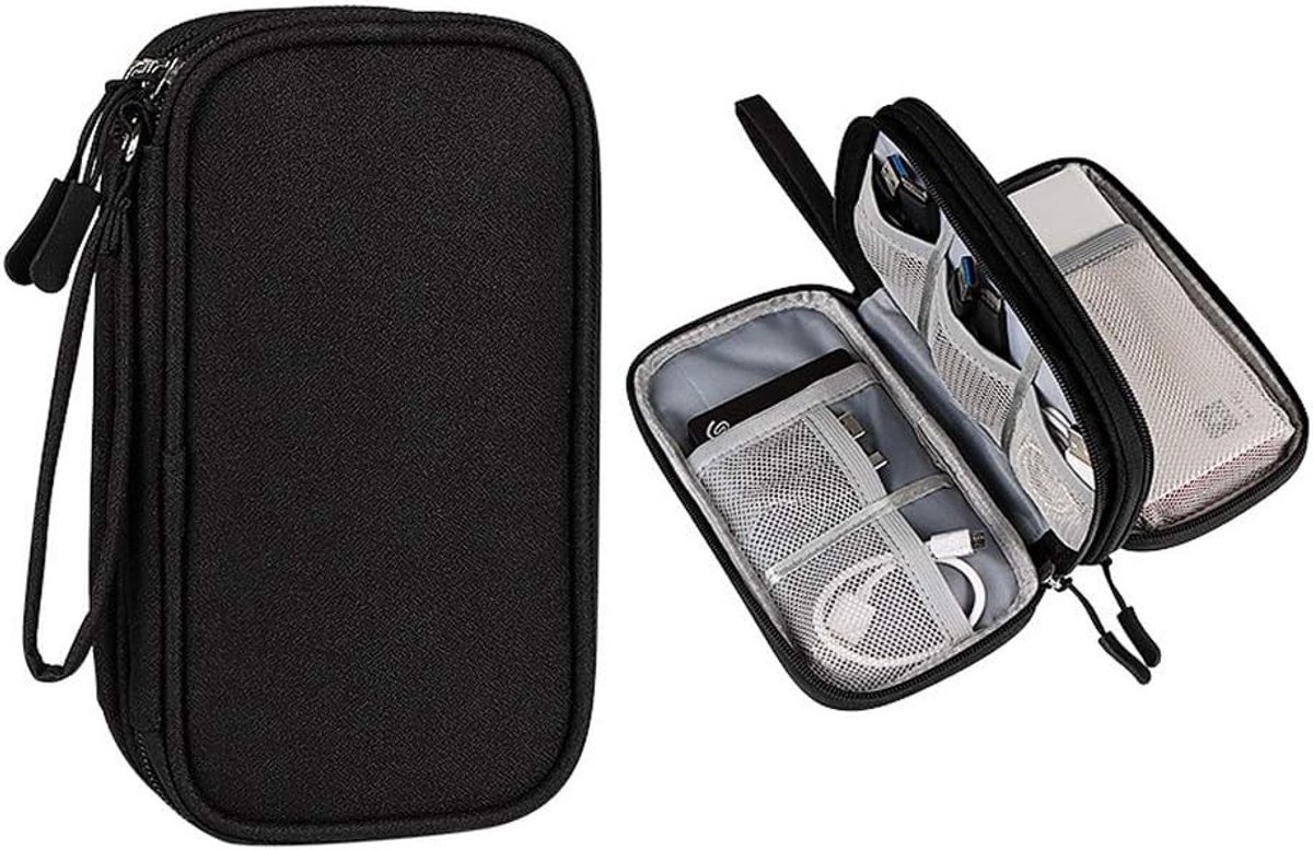 Accessoire Organizer voor Oplaadkabels, USB-Sticks en Externe Harde Schijven - Zwart, Compact en Handig