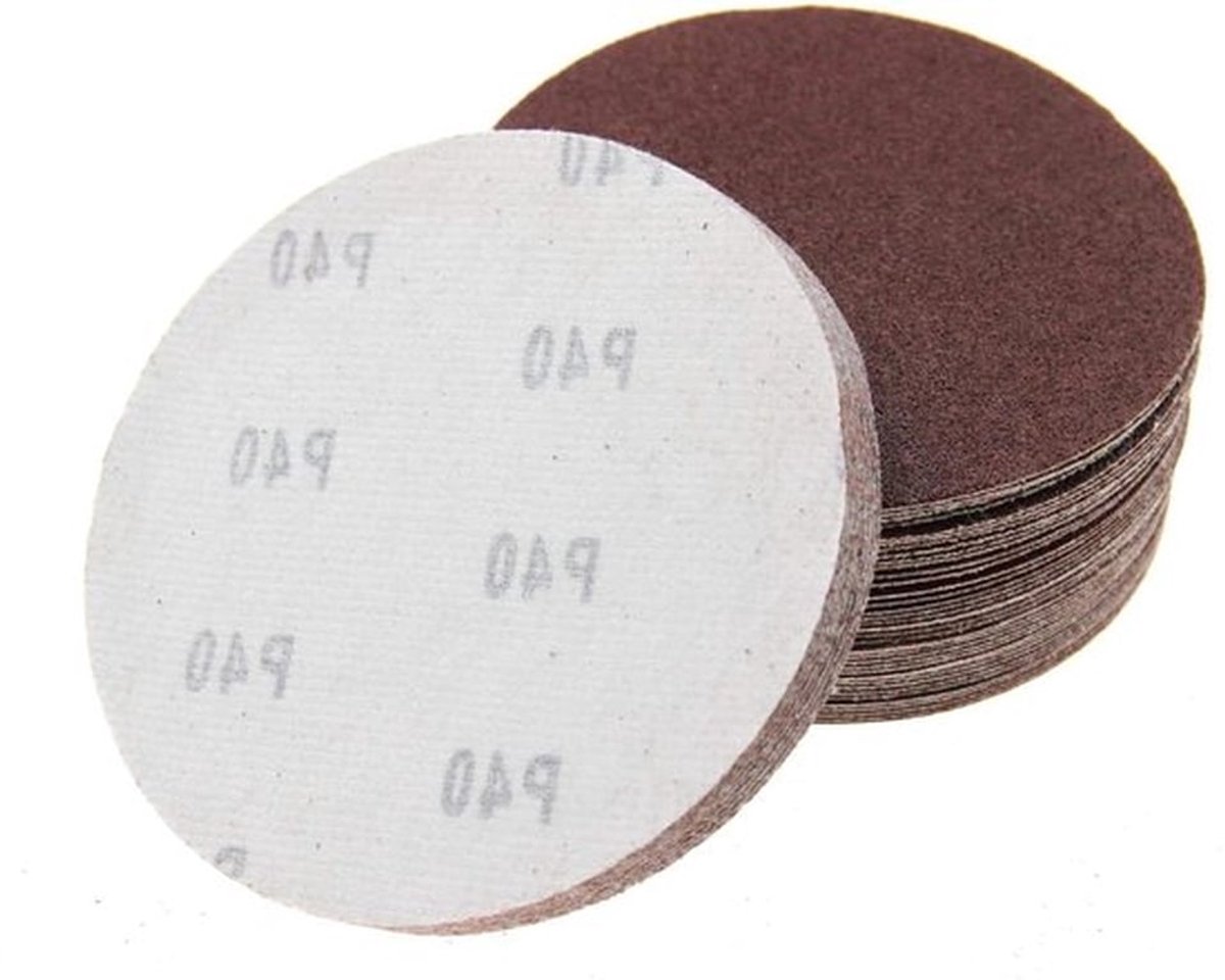 Schuurschijven - Haak en Loop - Schuurpapier - 150mm - Schuurmachine - Vellen - Geen Gaten - Diverse Grit - Set van 50 stuks - Geschikt voor houtbewerking - Bruin-Korrelig-3M