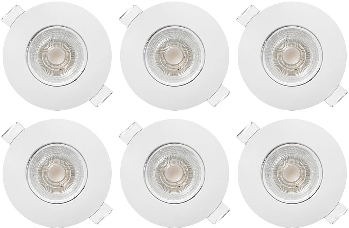 Modee LED Inbouwspot Rond - 4.9W 480 Lumen - 4000K Neutraal Wit - IP23 Ø90mm - Wit - 6 stuks